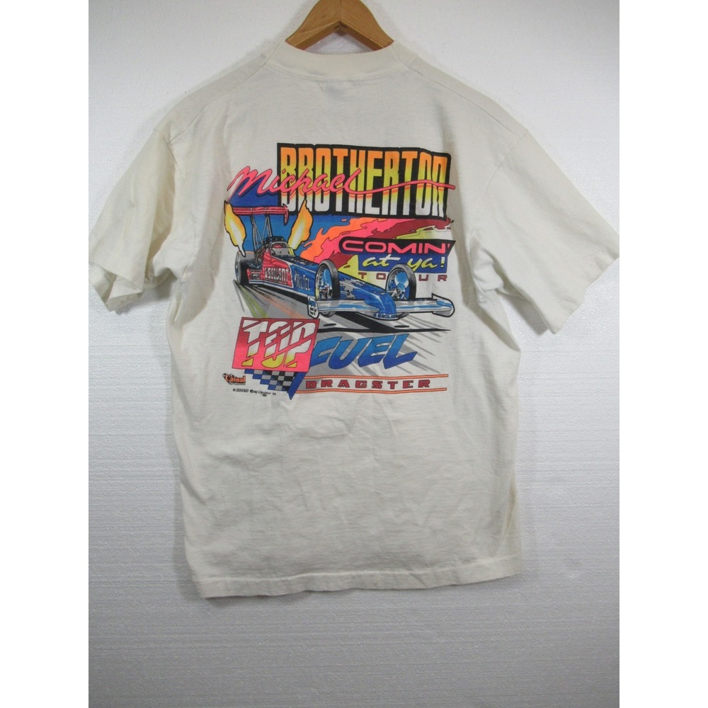 Vintage 90s Dragster Racing T-shirt Men Large Single Stitch Michael Brotherton